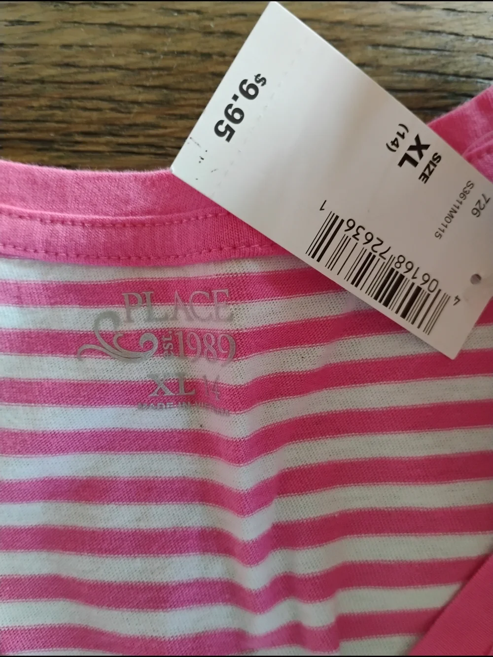 The Children's Place Pink & White Striped V-Neck Tee with Floral Rosettes
